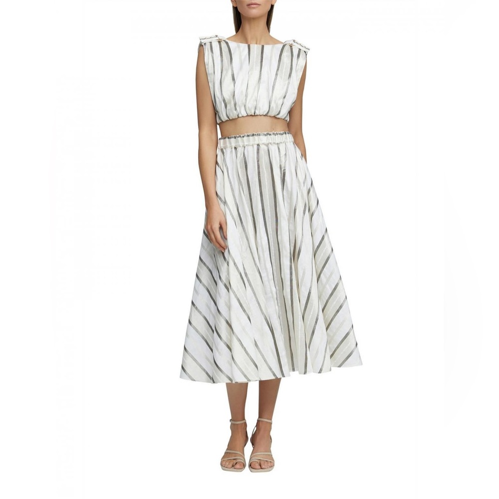 Acler Leighton Top and skirt SET in Champagne Stripe